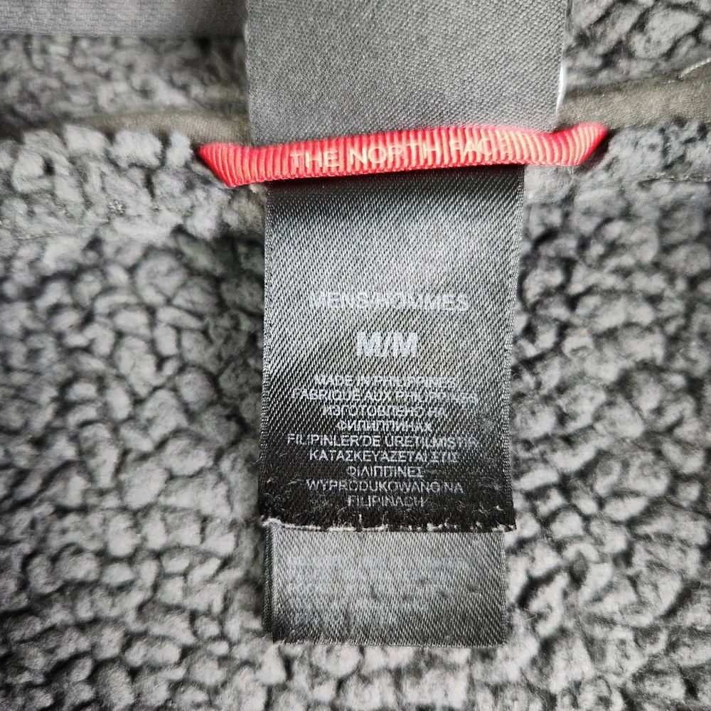 The North Face Fleece Hoodie Mens Medium Gray Sherpa Lined Activewear Full‎ Zip